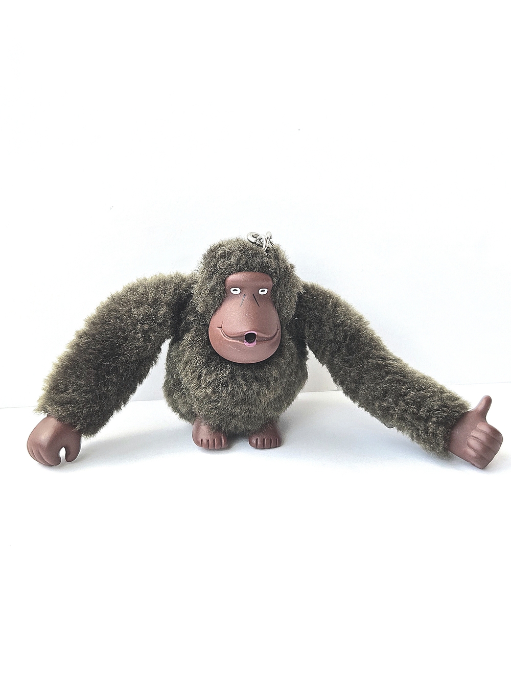 Kipling HUGO Fuzzy Monkey Gorilla Keychain Olive Army Green Plush Bag Charm - Picture 2 of 7